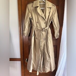 Vintage Saks Fifth Avenue Tan Trench Coat with Belted Waist